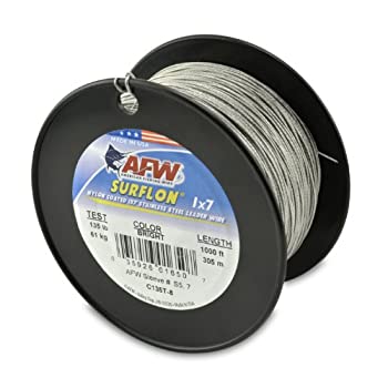 šۡ͢ʡ̤ѡ(300m%% 20kg Test%% Bright) - American Fishing Wire Surflon Nylon Coated 1x7 Stainless Steel Leader Wire