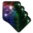 【中古】【輸入品 未使用】(set-of-4-Soft) - 3dRose cst_18172_1 Space Clouds Planets Stars and Nebulae Speckle This Deep Space Horizon Soft Coasters カンマ Set of 4