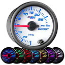 yÁzyAiEgpzGlowShift White 7 Color 30 PSI Turbo Boost/Vacuum Gauge Kit - Includes Mechanical Hose & T-Fitting - White Dial - Clear Lens - for Car