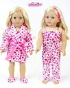 【中古】【輸入品 未使用】18 Inch Doll Clothes Heart or Valentine Pajama 4 Pc. Set カンマ Fits 18 ダブルクォーテ American Girl Dolls More All Matching Top/ Bottom S