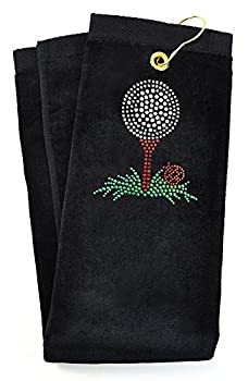 šۡ͢ʡ̤ѡNavika Crystal Embellished %֥륯%Golf Tee%֥륯% Black Golf Towel