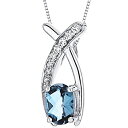 【中古】【輸入品・未使用】Lucid Elegance 0.75 carats Oval Cut Sterling Silver Rhodium Finish London Blue Topaz Pendant with 45.7cm Silver Necklace(4)