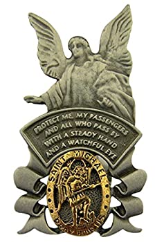 【中古】【輸入品・未使用】Pewter Saint Michael with Guardian Angel Medal Car Visor Clip%カンマ% 5.7cm