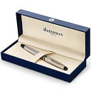 【中古】【輸入品 未使用】Waterman Expert Gift Box includes Medium Nib Gold Trim Fountain Pen - Stainless Steel 万年筆 (並行輸入品)