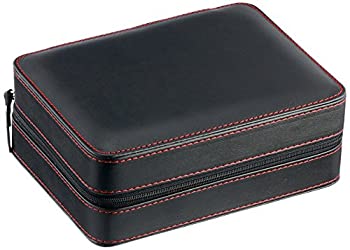 šۡ͢ʡ̤ѡ[ǥץޥå] Diplomat å磻 Black Leather Quad Watch Zippered Travel Case with Black Suede InteriorWatch Case 31-468 [