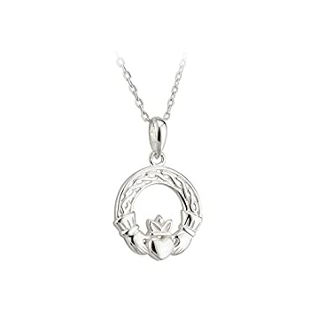 【中古】【輸入品・未使用】Celtic Claddagh Necklace Sterling Silver 18%ダブルクォーテ% Rolo Chain