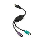 【中古】【輸入品・未使用】Perixx PERIPRO-401 PS2 to USB 変換アダプター KVM スイッチ対応 USB IC内蔵 ブラック
