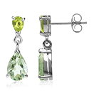 yÁzyAiEgpz3.46ct. Natural Green Amethyst & Peridot 925 Sterling Silver Dangle Earrings