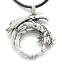 yÁzyAiEgpzPewter Dragon on Crescent Moon Gothic Fantasy Pendant%J}% Leather Necklace