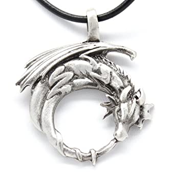 【中古】【輸入品・未使用】Pewter Dragon on Crescent Moon Gothic Fantasy Pendant%カンマ% Leather Necklace