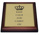 【中古】【輸入品・未使用】3dRose ビンテージ Keep Calm and Carry on 五徳 セラミックタイル 8×8インチ ブラウン