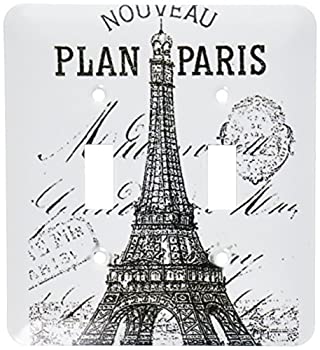 【中古】【輸入品・未使用】3dRose lsp_110389_2 Nouveau Paris ヴィンテージ エッフェル塔 ダブルトグルスイッチ マルチカラー