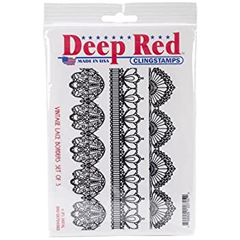 【中古】【輸入品・未使用】Deep Red Cling Stamp Set 4%ダブルクォーテ%X6%ダブルクォーテ%-Vintage Lace Borders (並行輸入品)