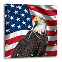 【中古】【輸入品・未使用】3dRose アメリカ国旗 アメリカハクトウワシ愛国的な星条旗 壁時計 15インチ (DPP_154967_3)
