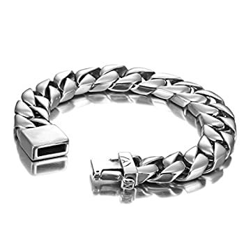 【中古】【輸入品・未使用】メンズ ステンレススチール製 21cm パワフル シルバー ブレスレット (ギフトボックス入り)