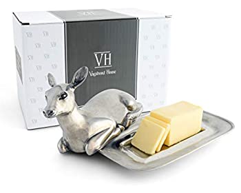 楽天スカイマーケットプラス【中古】【輸入品・未使用】Vagabond House Pewter Doe/Deer Butter Cream Cheese Dish 8％ダブルクォーテ％ L x 5％ダブルクォーテ％ W