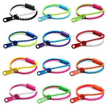 šۡ͢ʡ̤ѡ[奨꡼å]JewelrieShop 12 Pcs Assorted Mixed Color Wholesale Lot Neon Color Zipper Zippy Zip Zap Friendship Bracelet [¹͢