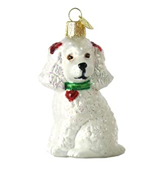 【中古】【輸入品・未使用】Old World Christmas Poodle Glass Ornament- White by Old World Christmas [並行輸入品]