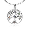 【中古】【輸入品 未使用】925 Sterling Silver Celtic Knot Trinty Tree of Life Seven (7) Chakras Pendant Necklace カンマ 46cm