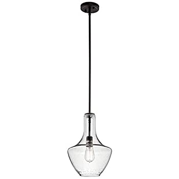 【中古】【輸入品・未使用】Kichler Lighting 42141OZCS Everly 1LT Pendant%カンマ% Olde Bronze Finish with Clear Seedy Glass by Kichler Lighting [並行輸入品]