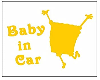 【中古】【輸入品・未使用】【並行輸入品】カッティングステッカー【シルエットスポンジボブ BABY IN CAR】カラー：イエロー spongebobグッズデカール転写ステッカーセーフ