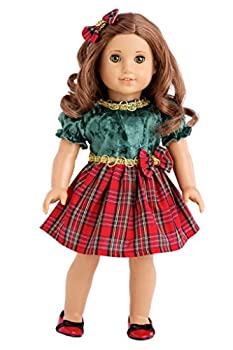 【中古】【輸入品 未使用】Christmas Classic - 3 piece outfit - Green and Red Party Dress カンマ Red Shoes and Hair Bow - 18 Inch Doll Clothes (doll not