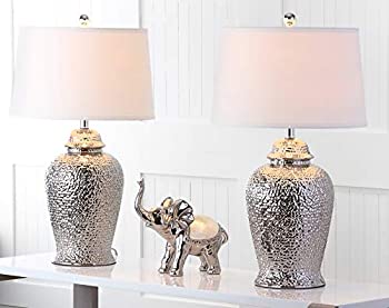 【中古】【輸入品・未使用】Safavieh Lighting Collection Metallica Ginger Jar Silver 27.75-inch Table Lamp (Set of 2)