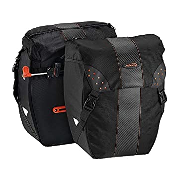 【中古】【輸入品・未使用】IberaイベラPakRak自転車用 全天候型2点セットパニエバッグ 着脱が容易なクリップ式 レインカバー付き