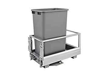 šۡ͢ʡ̤ѡRev-A-Shelf - 5149-1550DM-117 - Single 50 Qt. Pull-Out Brushed Aluminum and Silver Waste Container with Rev-A-Motion by Rev-A-Shelf [