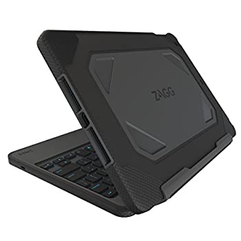 【中古】【輸入品・未使用】ZAGG 丈夫なブックケース ヒンジ付き 取り外し可能なバックライトキーボード付き iPad Air用 - ブラック