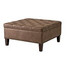 yÁzyAiEgpzMadison Park Square Tufted Large Faux Leather%J}% All Foam%J}% Wood Frame Brown Cocktail Ottoman Modern Design Coffee Table for Livin