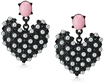 【中古】【輸入品・未使用】[ベッツィ・ジョンソン]Betsey Johnson%ダブルクォーテ%Wonderland%ダブルクォーテ% Faux Pearl Heart Drop Earrings ジュエリー[並行輸入品]