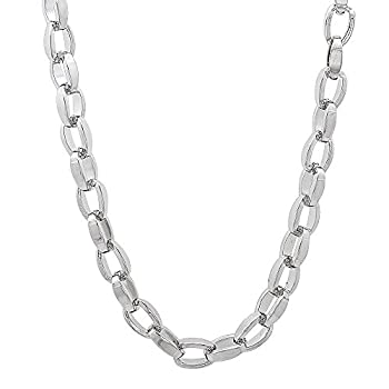 【中古】【輸入品・未使用】4.5?MM Solidステンレススチールオープンスタイル楕円形ボックスリンクチェーンネックレス