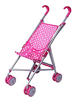 【中古】【輸入品 未使用】 プレシャストイズ Precious toys Pink White Polka Dots Foldable Doll Stroller with swivel wheels 0127B 並行輸入品