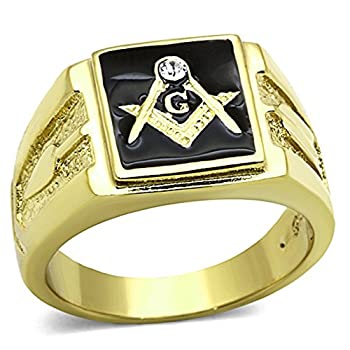 【中古】【輸入品・未使用】メンズ ステンレススチール 14kゴールドI.P. クリスタル フリーメーソンロッジ フリーメイソンリングSz 8 -13 【中古】【輸入品・未使用】メンズ ステンレススチール 14kゴールドI.P. クリスタル フリーメーソンロッジ フリーメイソンリングSz 8 -13