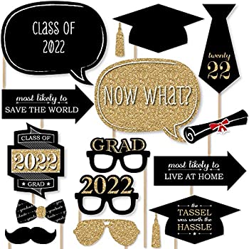 【中古】【輸入品 未使用】Graduation Party - Gold - Photo Booth Props Kit - 20 Count