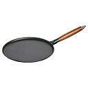 【中古】【輸入品・未使用】Staub 鋳鉄 11インチ クレープパン スプレッダー&スパチュラ付き マットブラック