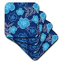 【中古】【輸入品・未使用】(set-of-4-Soft) - 3dRose cst_203418_1 Blue Hawaiian Hibiscus Patter...
