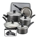 【中古】【輸入品・未使用】Farberware ノンスティック調理器具15点セット 食洗器対応 None グレー 21896