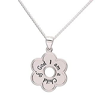 楽天スカイマーケットプラス【中古】【輸入品・未使用】Precious Pieces Girl's Sterling Silver％ダブルクォーテ％I Am a Child of God％ダブルクォーテ％ Daisy Necklace％カンマ％ 36cm