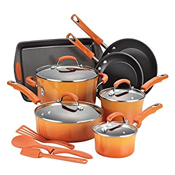 楽天スカイマーケットプラス【中古】【輸入品・未使用】Rachael Ray 14-pieceハードエナメルNonstick Cookware Set ％カンマ％オレンジ;から# Bagl _ Rona