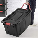 【中古】【輸入品 未使用】Sterilite 14699002 40 Gallon/151 Liter Wheeled Industrial Tote カンマ Black Lid and Base with Red Handle and Latches カンマ 2-Pack by STERI