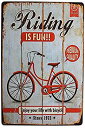【中古】【輸入品・未使用】壁装飾サイン メタルブリキサイン 8インチ×12インチ Riding Is Fun Enjoy Your Life with Bicycle