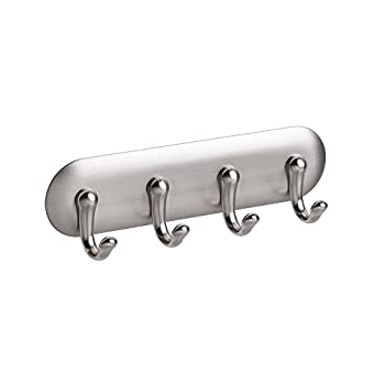 【中古】【輸入品 未使用】(Small カンマ Brushed) - InterDesign AFFIXX カンマ Peel and Stick Strong Self-Adhesive Key Storage Rack for Kitchen カンマ Office カンマ Entryw