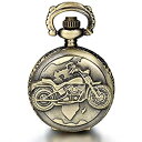 【中古】【輸入品・未使用】JewelryWeヴィンテージブロンズオートバイバイクMotoポケットウォッチアンティークネックレスペンダント31.5インチチェーンメ...