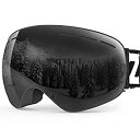 【中古】【輸入品・未使用】Zionor スキースノーボード用 雪眼鏡 OTGデザイン 球面 着脱式 レンズ UV保護 防曇 A2-ライチョウ X ブラックフレームブラックレンズ VLT 17%(4)