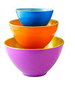 【中古】【輸入品・未使用】iEnjoyware Melamine Mixing Bowls - Set of 3 - Mix%カンマ% Prep & Store Foods with Ease - Two-Tone Nesting Design for Easy Storage - Colorf