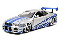 【中古】【輸入品 未使用】jada toys 1/24 FAST FURIOUS ミニカーBRIAN 039 S NISSAN SKYLINE GT-R(R34) 並行輸入品