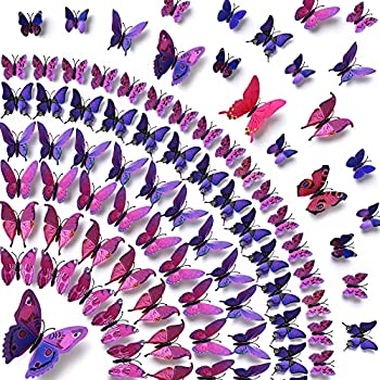 šۡ͢ʡ̤ѡAmaonm 60 Pcs 5 Packages Beautiful 3d Butterfly Wall Decals Removable Diy Home Decorations Art Decor Wall Stickers &Murals for Babys B