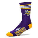 【中古】【輸入品・未使用】(Large) - Minnesota Vikings 4 Stripe Deuce Purple Socks